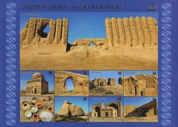 Turkmenistan 2013 UNESCO Monuments And Cultural Heritage Of Ancient Merw Set Of 8 Stamps In Block - Turkmenistán