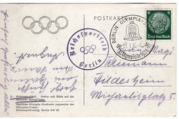 53696 - Deutsches Reich - 1936 - 6Pfg Hindenburg EF A AnsKte SoStpl BERLIN - OLYMPIA-STADION -> Hildesheim - Estate 1936: Berlino
