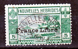 Nouvelles Hébrides 124  Surchargé France Libre TB Oblitéré Used Cote 21 - Gebruikt