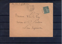 France. Enveloppe. De Plougastel (29) à Soudan (44). 1904. 15c Type Semeuse Lignée - 1921-1960: Periodo Moderno