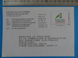 Prêt-à-Poster REPONSE Elections 2013 Aux Chambres D'Agricultures &Territoires Valable Jusqu'au 15/02/2013 - PAP: Antwoord