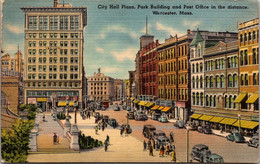 Massachusetts Worcester City Hall Plaza Park Building And Post Office In Distance - Worcester