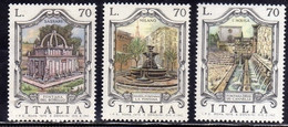 ITALIA REPUBBLICA ITALY REPUBLIC 1975 LE FONTANE FOUNTAINS FONTANA MILANO ROSELLO SASSARI 99 CANNELLE L'AQUILA SERIE MNH - 1971-80:  Nuovi