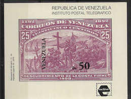 VENEZUELA 1991 500 Th DISCOVERY OF AMERICA CHRISTOPHER COLUMBUS MNH IMPERFORATED - Christopher Columbus