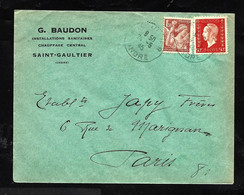Enveloppe  Oblit   Saint Gaultier   Indre     Sur   Dulac  1945 - Autres & Non Classés