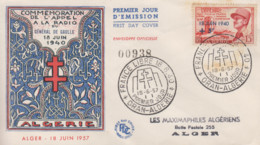 Enveloppe  FDC  1er  Jour  ALGERIE   Anniversaire  De   L' Appel   ORAN   1957 - FDC