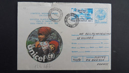 LETTRE EP UNICEF 60 L + TP AVION 960 L OBL.28 8 95 BUCURESTI CARTARE Pour La FRANCE - Briefe U. Dokumente