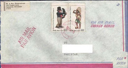 USA UNITED STATES OF AMERICA 1987 POSTAL USED AIRMAIL COVER TO PAKISTAN FOLK ART WOOD CARVING NAUTICAL FIGURE - Sin Clasificación