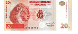 Congo Republic Democratic P.88a  20 Francs 1997 Unc - République Démocratique Du Congo & Zaïre