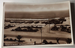 OLD POSTCARD ITALIA  Italy TOSCANA MARINA DI MASSA  CARRARA SPIAGGIA E GIARDINI CARTOLINA USATA 1936 - Carrara