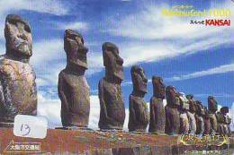 Carte CHILE Sur JAPON - CHILE Related (13) Statues Moai ILE DE PAQUES  * EASTER ISLAND  Karte Prepaid CardJapan - Paesaggi