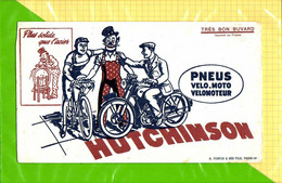 BUVARD / BLOTTER :  Pneus Velo Moto Velomoteur HUTCHINSON Ecriture Et Dessin  En Marron - Moto & Bicicletta