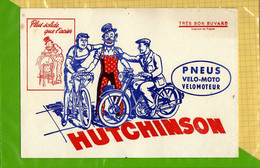 BUVARD / BLOTTER :  Pneus Velo Moto Velomoteur HUTCHINSON Ecriture Et Dessin En Rouge - Motos & Bicicletas