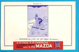 BUVARD /Blotter  : La Pile MAZDA : N°7 : Signé Dubout Velo - Accumulators