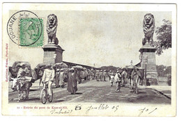 DOUANE ALEXANDRIE Egypte Carte Postale Entrée Pont Kasr El Nir 2 Mill Sphinx Pyramide Vert Ob 7 7 1905 Dest Marseille - 1866-1914 Khédivat D'Égypte