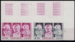 MONACO 1968 LOUIS XVIII, NAPOLEON I, BOSIO PAIR IMPERF PROOF MI No 912 MNH VF!! - Variétés
