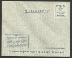 SES39001 Sweden 1939 Military Stationery Cover / Fieldpost Envelope / Unused - Militaire Zegels