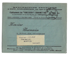 P P LUNEL Sur Lettre Entête Manufacture Coton Hydrophile Pansement CHARMETTANT Vienne Ob 2 4 1930 - Manual Postmarks