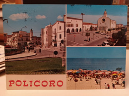 Cartolina Policoro Prov Matera ,distributore Shell, Spiaggia, Municipio 1972 - Matera