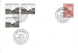 Sweden 1967 Fell And Cathedral, Interior Of The Uppsala Gothic Cathedral Mi 575-576, FDC - Cartes-maximum (CM)