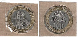 2021 Chile Moneda De $100 Plateada Con Aro Dorado Pueblos Originarios 1v. - Chile