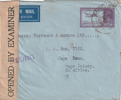 India 1943 Censored Air Mail Cover Mailed To South Africa - Covers & Documents