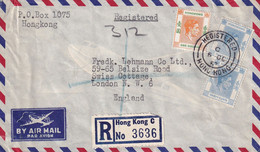 HONG KONG 1938 GEORGE VI REGD.COVER TO  ENGLAND. - Covers & Documents