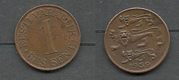 Estland Estonia 1 Sent 1939 Coin - Estonie