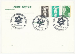 Entier  CP 1,90 Liberté - Obl Temp "VIIIeme Jeux Européens Maccabi" - MARSEILLE - 15 Juillet 1991 - Commemorative Postmarks