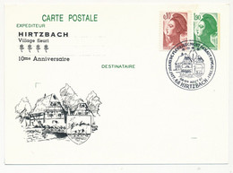 CP Entier CP Repiquée 1,90 Liberté - HIRTZBACH Village Fleuri - 68 HIRTZBACH - 8 Aout 1987 - Cartes Postales Repiquages (avant 1995)
