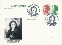 CP Entier CP Repiquée 1,90 Liberté - Hommage à Edith Piaf - Hymne à L'Amour - 13 La Bouilladisse - 9 Octobre 1988 - Postales  Transplantadas (antes 1995)