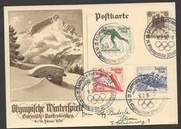 Olympische Winterspiele Postkarte  MiNr 600-2 Garmisch-Partenkirchen Sonderstempel 16.2.36 - Covers & Documents