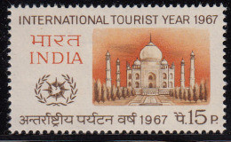India 1967 MNH,  Tourist Year, Tourism, Taj Mahal, Monument, White Domed Marble Mausoleum , UNESCO, Mineral, Geology - Ongebruikt