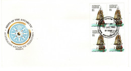 Australian Antarctic Territory 1980 Ship Resolution Block 4,Davis Base, First Day Cover - FDC