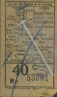 OLD TRAM Ticket : Chemin De Fer Vicinaux : Lignes Du Centre - Ohne Zuordnung