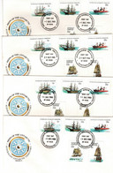 Australian Antarctic Territory 1980 Ships Erie II Set 4 Bases Cancellation, First Day Cover - FDC