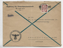 GENERAL GOUVERNEMENT POLAND POLSKA 24C SOLO LETTRE COVER BRIEF KRAKAU 10.1.1943 TO THURINGEN - Gouvernement Général