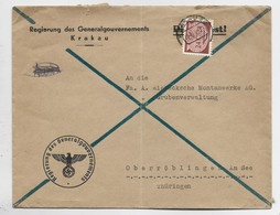 GENERAL GOUVERNEMENT POLAND POLSKA 24C SOLO LETTRE COVER BRIEF KRAKAU 10.1.1943 TO THURINGEN - General Government