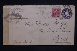 ETATS UNIS - Entier Commercial + Compléments De Tracy Pour La Suisse En 1918 Avec Contrôle Postal - L 127182 - 1901-20