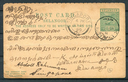 1899 Selangor Stationery Postcard Klang - Singapore - Selangor