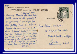 1962 Eire Ireland Postcard Cedars Three Mount Anville Drundrum Posted To England 2scans - Lettres & Documents