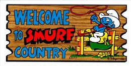 Petite Carte Bande Dessinée Schtroumpf Schtroumpfs Peyo 1982 Smurf Super Cards N°19 Schtroumpf Western Far-West Rodéo - Objets Publicitaires