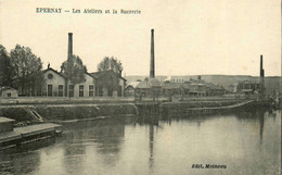 épernay * Vue Sur Les Ateliers Et La Sucrerie * Raffinerie Usine Cheminée - Epernay