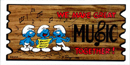 Petite Carte Bande Dessinée Schtroumpf Schtroumpfs Peyo 1982 Smurf Super Cards N°27 Schtroumpf Chanteur Musique Sup.Etat - Advertentie