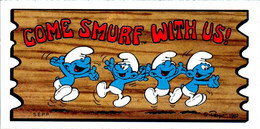 Petite Carte Bande Dessinée Schtroumpf Schtroumpfs Peyo 1982 Smurf Super Cards N°43 Schtroumpf Heureux Superbe.Etat - Objets Publicitaires