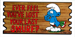 Petite Carte Bande Dessinée Schtroumpf Schtroumpfs Peyo 1982 Smurf Super Cards N°44 Schtroumpf Triste Superbe.Etat - Advertentie