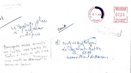 EMA Rectifié, Le Timbre à Date De L'EMA A été Modifié D'un Stylo Feutre (annulation Du Quartier) 33 Bordeaux 10 1 89 - Storia Postale