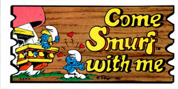 Petite Carte Bande Dessinée Schtroumpf Schtroumpfs Peyo 1982 Smurf Super Cards N°47 Schtroumpfette Amour Love Amore - Advertentie