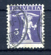 1909 SVIZZERA N.129 USATO Walter Tell 3c. Violetto Scuro - Corda Davanti Al Fusto - Usati