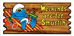 Petite Carte Bande Dessinée Schtroumpf Schtroumpfs Peyo 1982 Smurf Super Cards N°48 Schtroumpf Vacances Holidays Sup.E - Advertisement